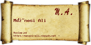 Ménesi Ali névjegykártya
